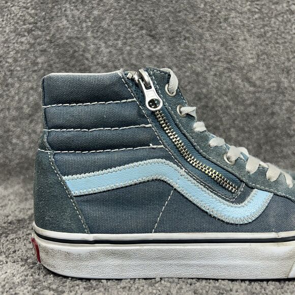 Vans Sk8 Hi Reissue Women's Size 7.5 Blue Canvas Suede Side Zip Skate Shoes Used - Picture 2 of 12